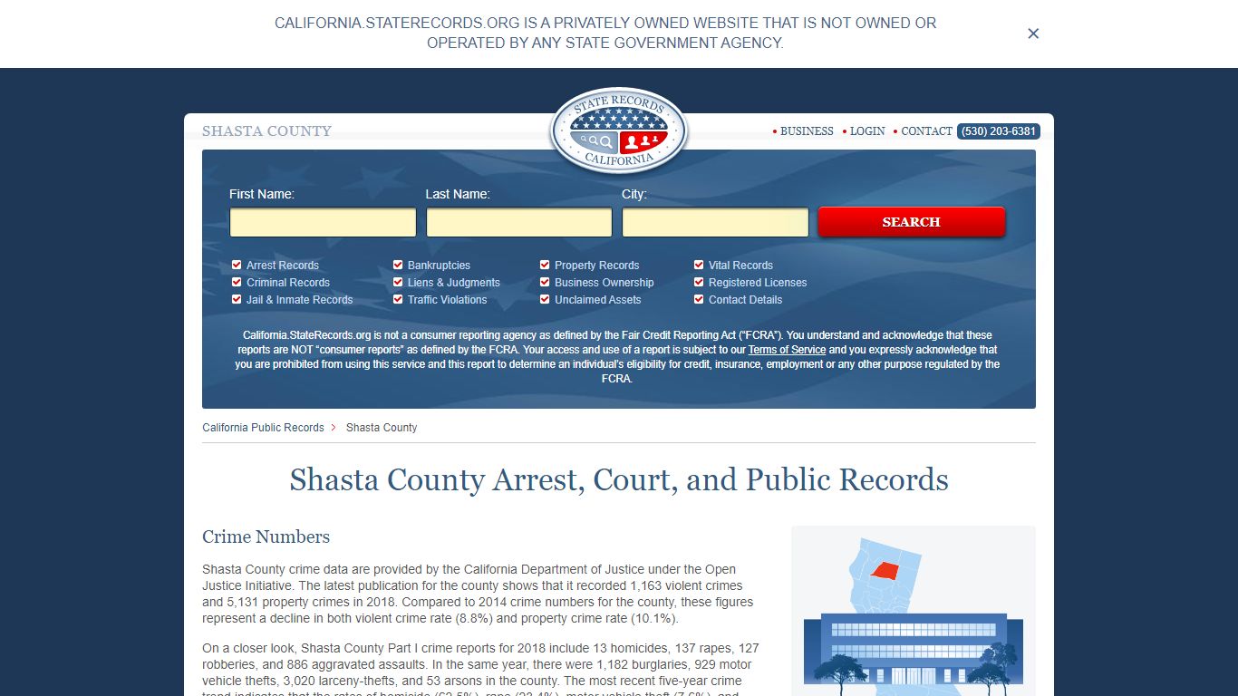 Shasta County Arrest, Court, and Public Records